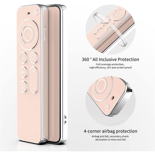 Apple TV Fjärrkontrollfodral (Rosa) 4k 2021 Mjuk TPU Skyddande Fodral, Scr