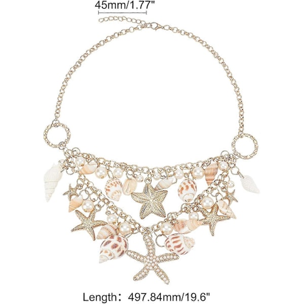 Sjöjungfru Skal Halsband Mode Naturligt Skal Bib Strand Halsband Sjöstjärna Snäcka Hänge Med Kedja Och Mässing Hummerlås Sjöjungfru