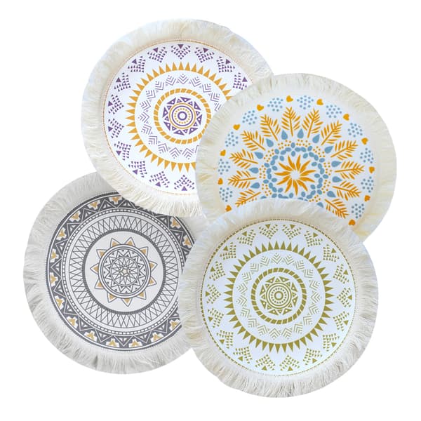 #Plassmatter Plassmatter 4 stk Vevd Boho Mandala Plassmatter#