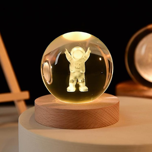 3D Kristallkula Kristallplanet Lasergraverad Solsystem Glob Astronomi Glas Sfär Heminredning Varm Ljusbas