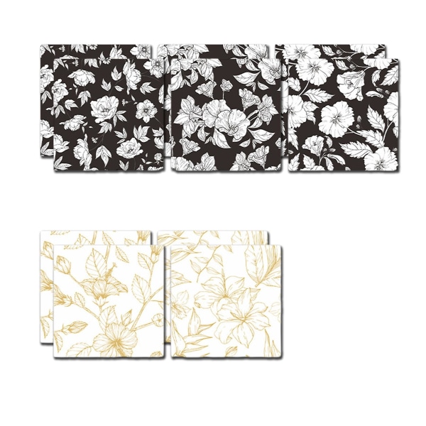 10 ark material Papper Vintage handritad svart och vit blomhandbok Dekorativt underlagspapper gör det själv Scrapbooking Tillbehör KaesiB