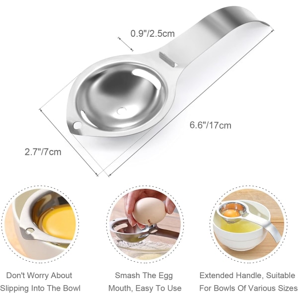 Eggeplommeseparator, Eggseparator i rustfritt stål, Eggvite Sep