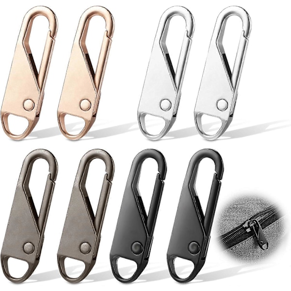 8 Stycken Dragkedjekläpp Ersättning, Dragkedjeförlängare för Bagage Ryggsäck Dragkedjor Metall Dragkedjehandtag Reparationssats Dragkedjeflik