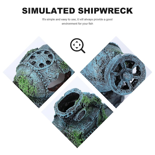 1 stk. Akvarium Simulation Skibsvrag Dekor Ubådsvrag Ubåd Fiskehusly