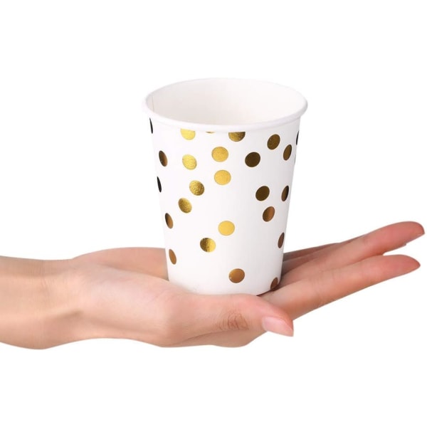 *100 stk/sett 9 oz gullprikkede papirkopper Sett med 100 stk gull engangskopp Papirkopper Kopper*