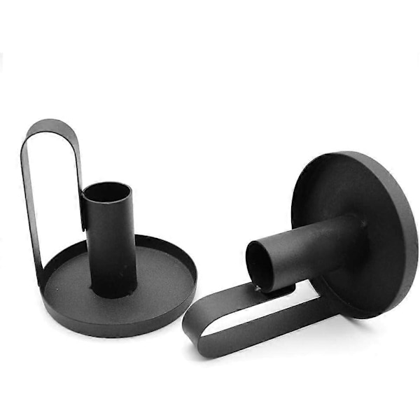 Set med 2 Bröllops Ljusstake Hållare Retro Metall Ljushållare Svarta Ljusstakar Hållare Bordsdekoration för Restaurangbord Bröllop