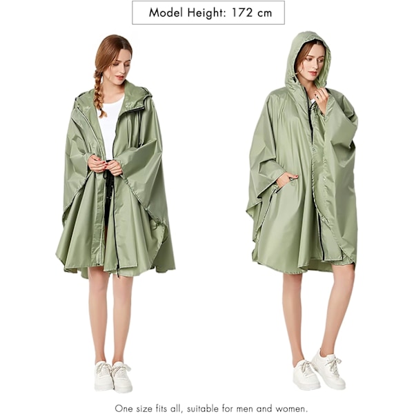 #Kevyt, vedenpitävä ja hengittävä Ripstop-poncho hupulla ulkoilmatoimintaan#