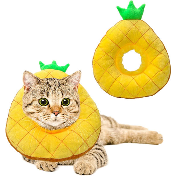 *Katt räddningskrage - Söt ananas hals kattkon efter operation, justerbar kattkrage, kirurgisk återställningskrage, lämplig för kattungar och katter*