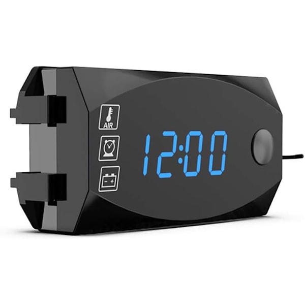 *Motorsykkel LED-skjerm digitale målere, 2 i 1 voltmeter klokke*