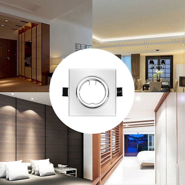10x Moderna GU10 Downlights för Tak. Fyrkantig Matt Vit Metallram