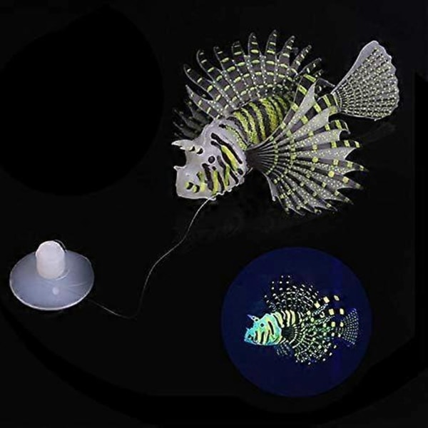 Akvariedekoration, Akvarium Självlysande Simulerad Lejonfisk Landskapsdekoration Silikon Låtsasfisk Ornament (Svart)