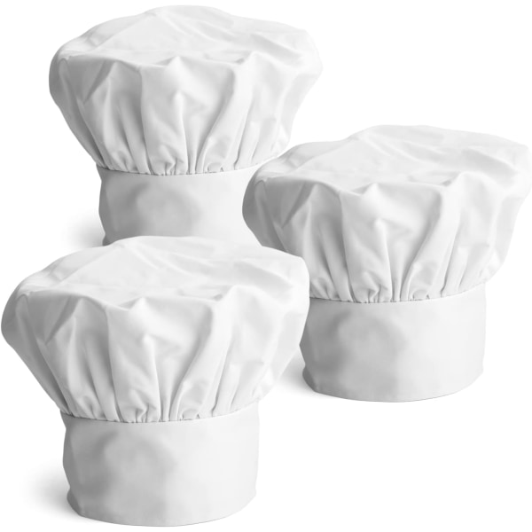 3 Pieces, Poly Cotton Adult Chef Hat, Adjustable Elastic Baker Ki