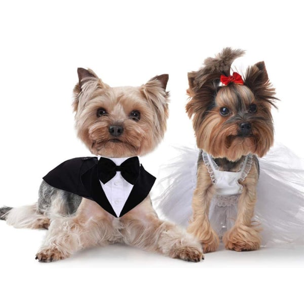 Tuxedo Kostume til Små og Mellemstore Hunde, (L) Hvalpe Hund Skjorte Form