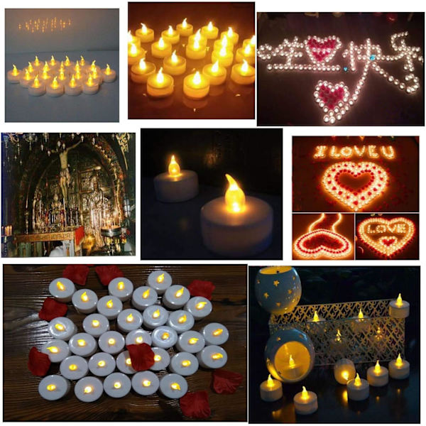 24 st. Flammlösa LED-te ljus, Varm Gul, Realistisk Flimmer