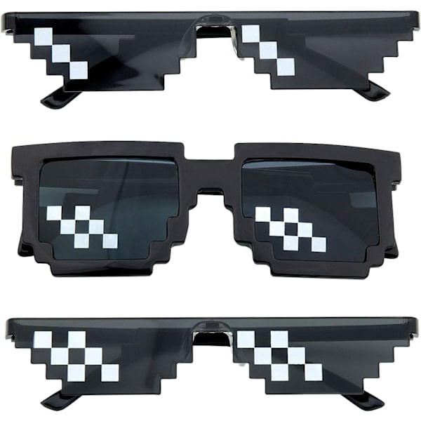 *Sæt med 3 solbriller, solbriller til mænd og kvinder, 8-bit glas pi*
