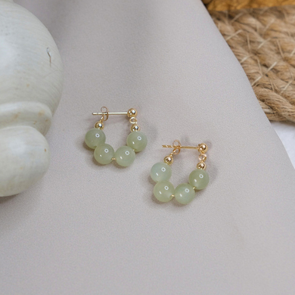 925 sterling sølv øreringe, jade øreringe, transfer bead e