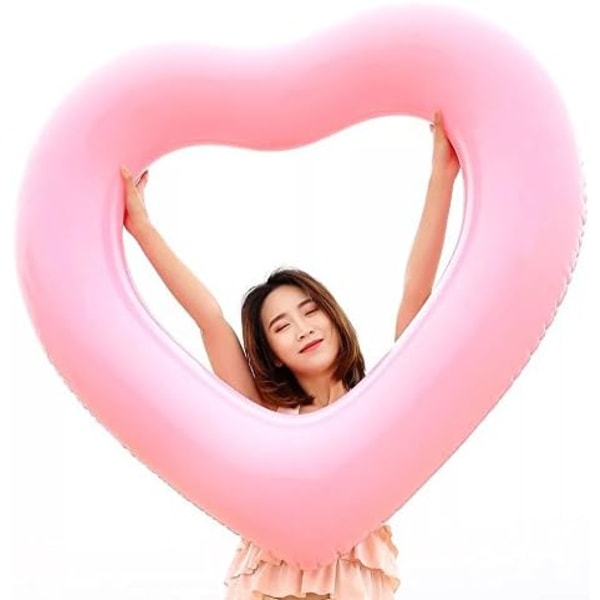 Rosa hjerteformet bassengbøye - for voksne og barn