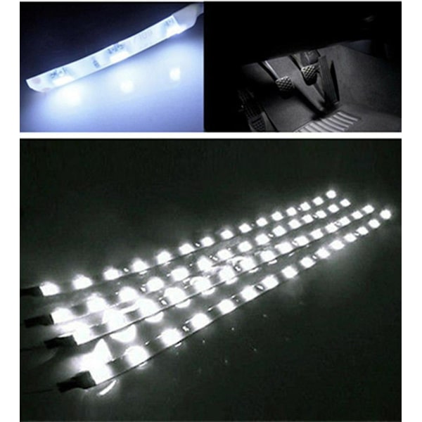 10 stk Hvite Vanntette Fleksible LED-Strips Underbody Lys For Bil