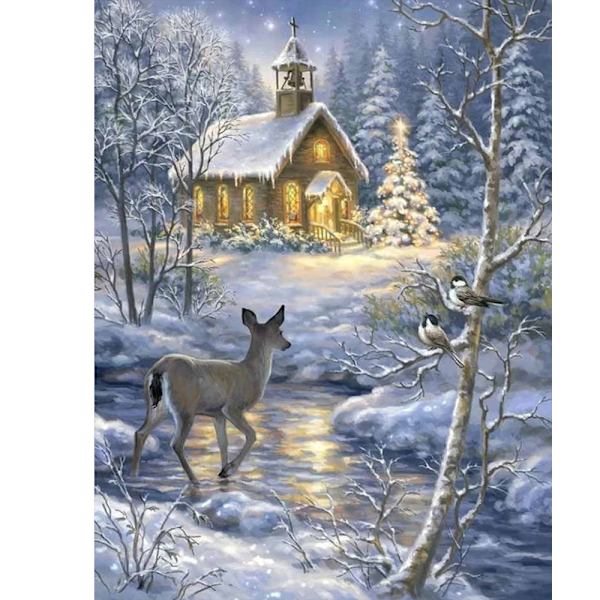#5D DIY Diamantmålning för Vuxna och Barn Julsnö#