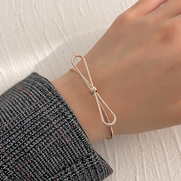 Armband med rosett, justerbart armband, öppet armband för kvinnor, öppet armband med sladd, justerbart öppet armband i legering, öppet armband i metall