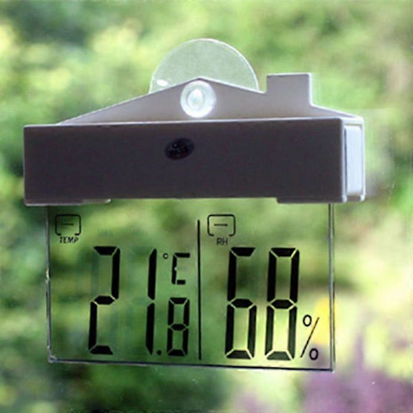 LCD Digital Fönstertermometer Hygrometer Inomhus Utomhus Väderstation Med Sugpropp