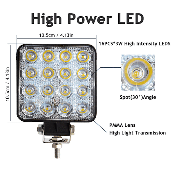 *4 stk. LED-arbejdslys 3 tommer 48W LED-arbejdslys projektør tågeforlygter til bil lastbil UTV SUV Offroad traktor båd*
