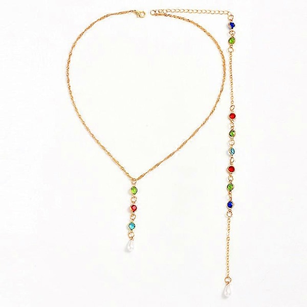 Bryllup Rhinestone Ryggsmykke Lagdelt Brude Kroppskjede Krystall