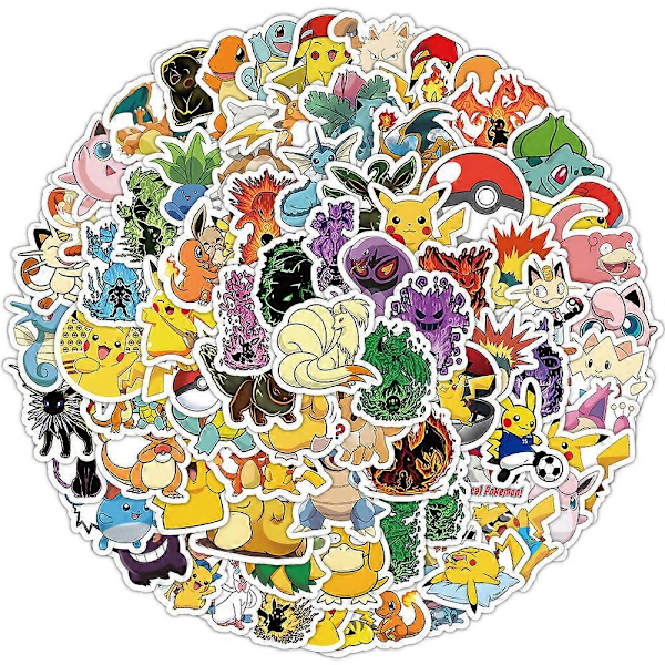 100 kappaletta Pokémon-tarroja Pokémon Pikachu -muistikirja DIY-tarrat vedenpitävät