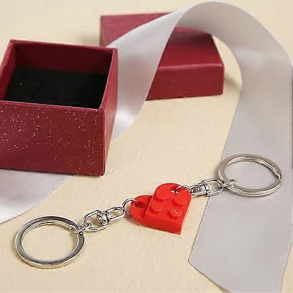 Hjerte Nøkkelringsett, 2 stk Matchende Hjertepynt Valentinsgave til Kjæreste Kjæreste