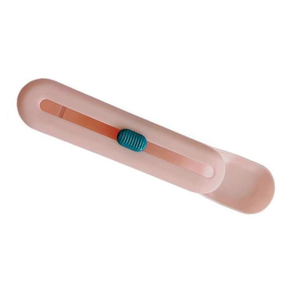 Kat Strip Ske Trykknap Bærbar Slids Ergonomisk Kattefoder Klem Ske til Kæledyr Pink