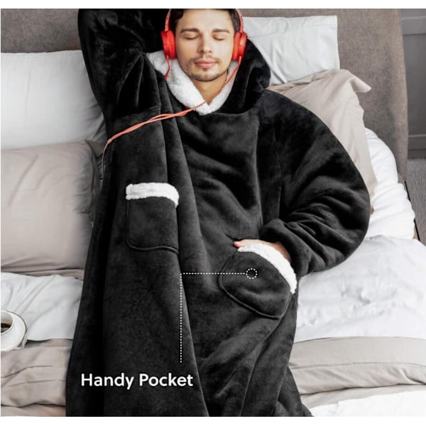 #Hoodie-ärmar Mjuk Filt Helkroppsfilt 150CM Soffafilt#