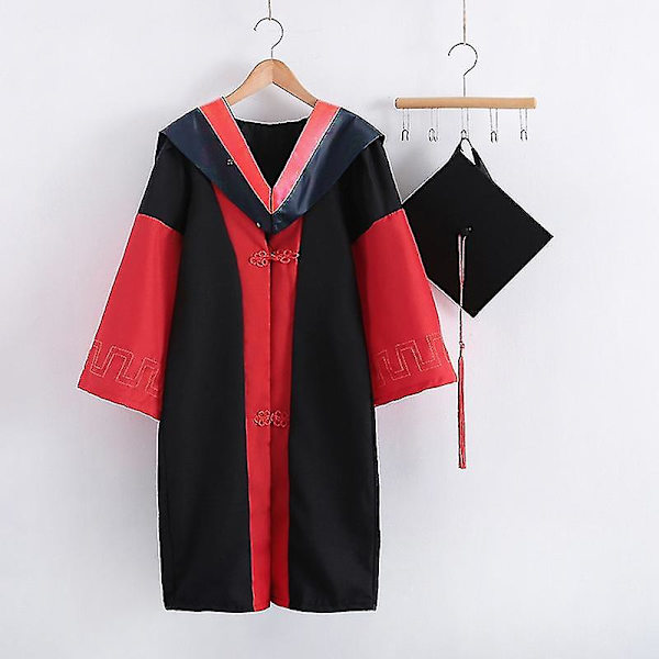1 Set Examensdräkt Anti-deformerad Andningsbar Polyester Elegant Festlig Akademisk Dräkt För UnisexMRed