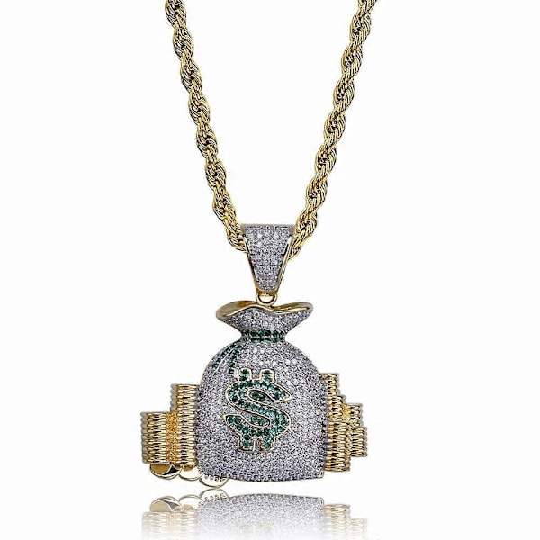 Dollar Sign -kaulakoru miehille, Dollar Sign -rahapussiriipus kaulakoru 22.8 ketjulla