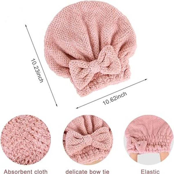 (Brun/Khaki/Pink) 3-pak Superabsorberende Hurtigtørrende Hætte, Coral V