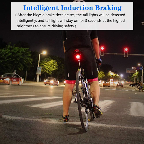 Cykel Baglygter, Smart Baglygte Alarm, USB Opladning Baglygter
