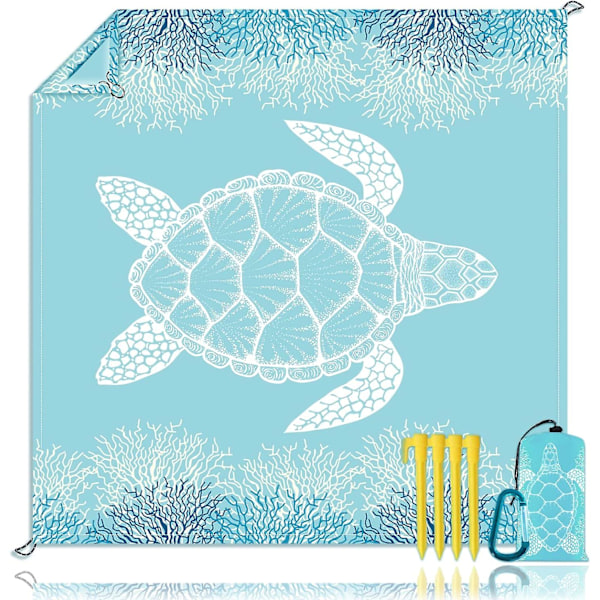 Strandfilt Sandtät Stor Strandmatta 200x210 cm 4-6 Vuxna Överdimensionerad Lätt Sandfri Strandmatta Vattentät Strandfilt