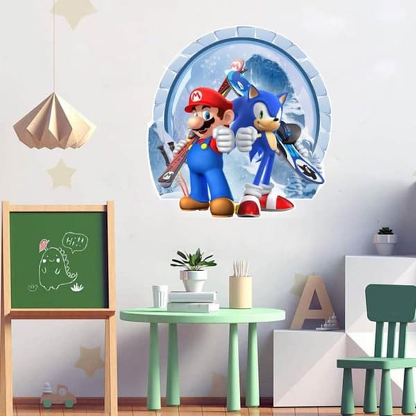 #Mario 3D seinätarra, tapetti, PVC, koriste, 31*32cm#