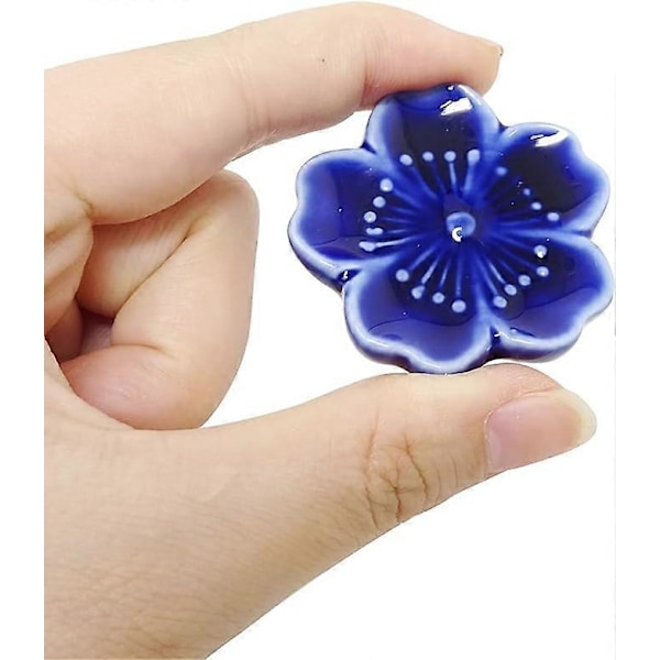 6 stk. Elegante Kirsebærblomst Keramiske Spisepinde Hvileholder Stativ til Spisepinde, Gafler, Skeer, Knive, Pensler (blå)