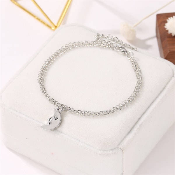 #Silvermåne anklet för kvinnor#