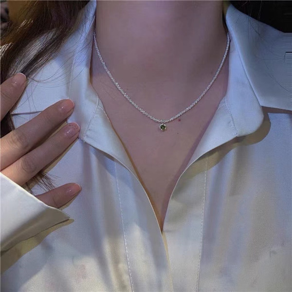 En grøn diamant! Glimtende Blå Stjerner Halskæde Clavicle Chai