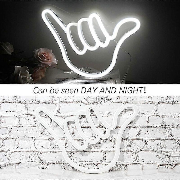 Finger Neon Sign Lyckogest Vit Neon Neonljusskylt Handformade Neonlampor För Sovrum