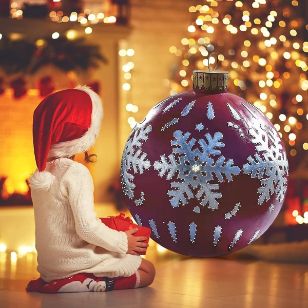 Julgranskulor Hängande Hål Uppblåsbar Dekorativ Gyllene Snöflinga Julparty Ballong För Jul KaesiSilver