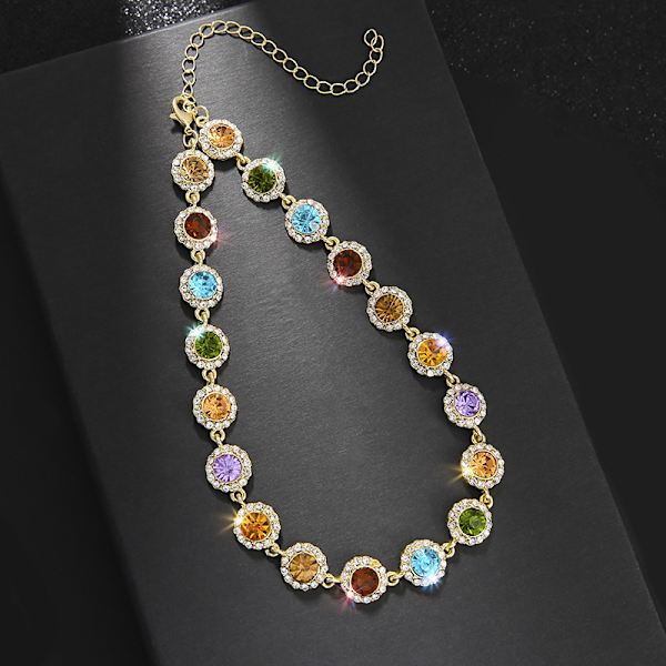 Snyggt enkelt personlighet halsband, färgglatt diamant halsband