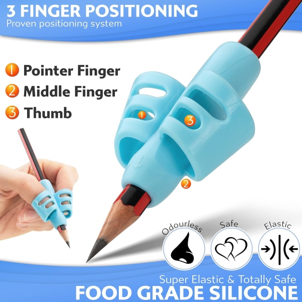 #Set med 5 Skrivhjälpmedel, Barns Finger Skrivguide - Penna G#