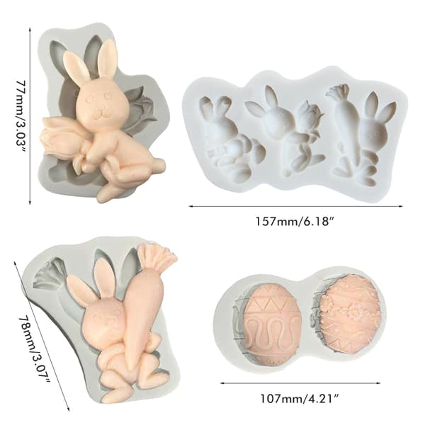 Easter Silicone Molds Easter Egg Rabbit Mold Chocolate Baking Molds for DIY Fudge Cakes and Biscuits