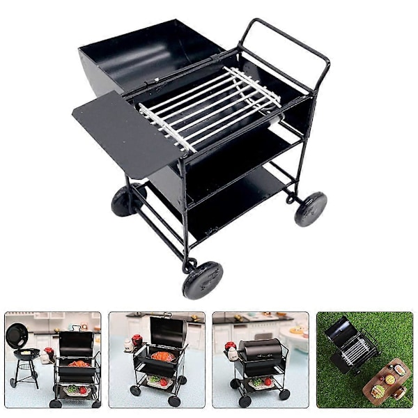 Dockskåpsleksak Grill Mini BBQ Grillgaller Miniatyrgrill Dockskåp Utomhus Mini Matlagningsverktyg