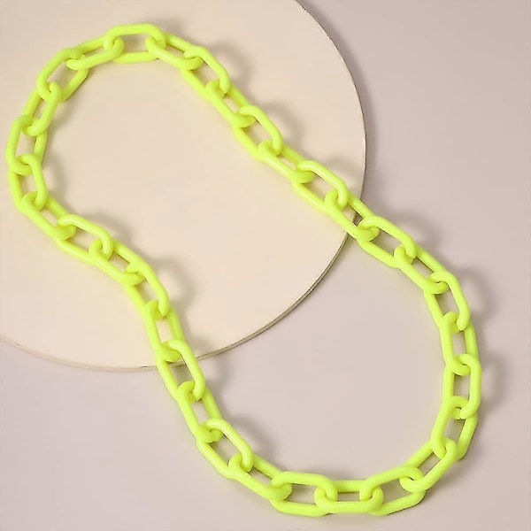 Hieno fluoresoiva vihreä pitkä akryylikaulakoru, panssariketju, näyttävä C-kaulakoru