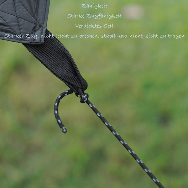 #4 stk. camping anti-slip reflekterende reb, sort, 4mmx4m#