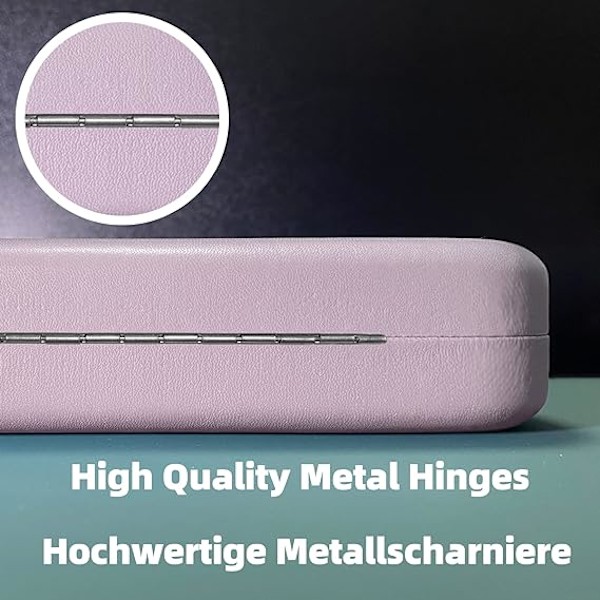 Hårdt Glasögonfodral (Rosa), PU-Läder Glasögonbox, Bärbar Skydd