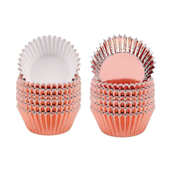 Muffinsformar i Bakpapper, Cupcakes för Bröllop, Födelsedagar, Babyshower, 5*3cm, Roséguld, 100st